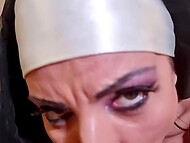 Lustful bombshell in the form of a nun Amandha Fox enjoys anal sex after POV blowjob for her lucky lover 4