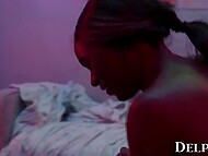 Black hottie with fit body dominates Latina Victoria Voxxx and drills her cunny with a strapon after paddling 10