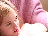 Redhead girl with hairy pussy gets gentle cunnilingus from her girlfriend and enjoys fingering 9