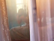 Adorable Jenna J Ross in stockings strikes sexy poses and spreads legs to rub and finger her pussy  4