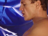 Three muscular males enjoy blowjob and give double penetration to the sultry blonde whore in group session 7