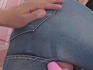 Dude cuts tight jeans of his Japanese wife and makes her moan with pleasure when drilling her cunt with vibrator 8