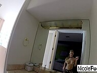 Voluptuous busty belle Nicole Aniston makes a video of her getting off during solo masturbation 5