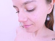 Petite brunette gives POV blowjob and spreads her legs, wanting to feel the dick inside tight pussy 6