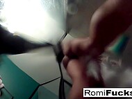 Voluptuous brunette Romi Rain and her winsome lesbian girlfriend strike sexy positions in the shower for the camera 6