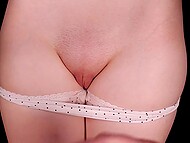 Shameless girl allows her boyfriend to play with shaved pussy and cum copiously after sexy games 10