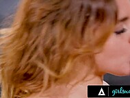 Sexy teacher Natasha Nice seduces her slutty student and has an amazing lesbian sex in college 9