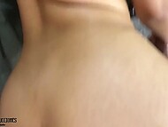 Pretty brunette with pierced nipples moans during POV amateur fucking with her new friend from college 11