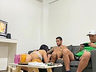 Totally lecherous amateur Latina rides cock of her man’s best friend while the boyfriend plays a game 4
