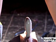 Gorgeous lady with amazing knockers Kendall Karson loses control with pleasure when riding a sex-machine 11