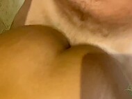 Ebony chick and her girlfriend surround dick and give POV blowjob before interracial threesome 11