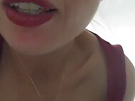 Blonde with red lips decorated her face with a mask and fucked with husband, accompanying process with moans 6