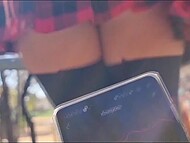 Filthy amateur whore has no shame to masturbate and squirt in various public places for the camera 4
