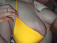 Amateur busty wife spreads her big ass cheeks to let hubby’s boner slide into her anal hole from behind 11