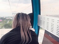 Blonde bitch Naty Delgado gives POV blowjob in public place and takes off panties for great amateur fucking 10