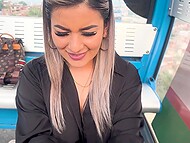 Blonde bitch Naty Delgado gives POV blowjob in public place and takes off panties for great amateur fucking 4