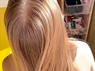 Skillful Russian blonde with cute small boobs pleases her horny dude with classy blowjob in POV 10