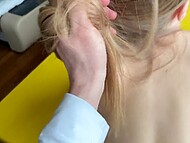 Skillful Russian blonde with cute small boobs pleases her horny dude with classy blowjob in POV 6
