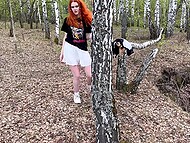 Young red-haired witch saw a dude in the woods and pleased him with fantastic blowjob in POV video 11