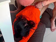 Two guys take turns fucking chick in tight ass while she is handcuffed and moaning with pleasure 9