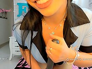 Gorgeous MILF dressed as police babe Emanuelly Raquel plays with a dildo and shows off her big tits 4