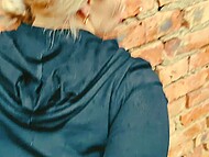 Blonde in torn pantyhose fulfills the wishes of a rough lover and gets cum on her pretty face 4