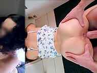 Having lifted dress, curly brunette Nyna Ferragni gets fucked doggystyle, allowing her ass to be pounded hard 8