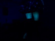 Creepy teen whore in miniskirt comes to the dude to blow his cock every night in amateur horror movie 11