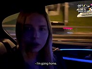 Slut without complexes pleased her boyfriend with a blowjob and fucking in a taxi in presence of the driver 11