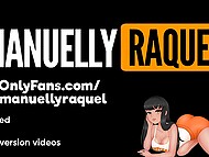 Dazzling Brazilian MILF Emanuelly Raquel poses for webcam shaking her big hooters and drills her twat with dildo 11