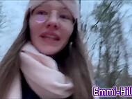 Perverted German teeny came to the woods to make amateur video of her pissing for her fans outdoors 11