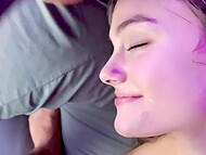 Blonde cutie blows her man’s huge boner like a pro and gets facialized after sex in missionary style 11