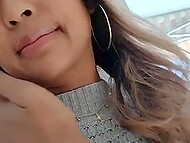 Winsome French hottie comes to her man’s place to suck his cock and spits cum on her boobs after fucking 5