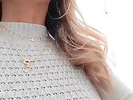 Winsome French hottie comes to her man’s place to suck his cock and spits cum on her boobs after fucking 6