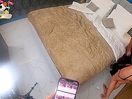 Cock-hardening BTS video of making Russian porn of adorable blonde with big breast and a horny stud 8