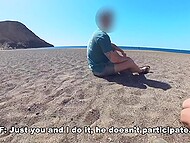 Guys came to the beach and offered a couple having sex right there, and the girl started with blowjob 4