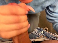 In a store fitting room, hoeny MILF in pink panties fucks with a guy and gets cum in her pussy 6