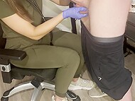 Nurse in gloves amazed patient with a fantastic handjob and opened her mouth to get a sperm 9