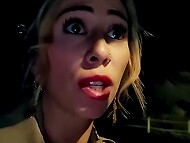 Experienced French MILF with big tits undresses in front of a guy, offering him POV handjob 11