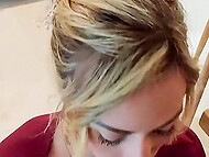 Experienced French MILF with big tits undresses in front of a guy, offering him POV handjob 5