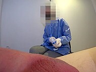The lucky male patient enjoys handjob from the doctor and her kinky intern after the dick operation 10