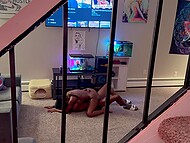 Black stallion thrusts his massive XXX shaft into wet twat of his Ebony bitch and fills the hole with jizz 5