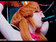 Tied up redhead cosplayer gives blowjob and fucks, not expecting to get sperm in her tight pussy 7