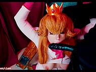 Tied up redhead cosplayer gives blowjob and fucks, not expecting to get sperm in her tight pussy 9