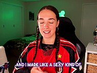 Pig-tailed Latina tart masturbates and gets off while watching Hentai porn for the camera at home 11