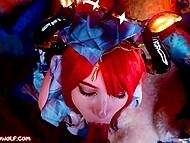 Busty red-haired girl tried on a seductive new look and provoked her boyfriend to cum in shaved pussy 9