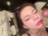 Dark-haired MILF with big natural tits and black stockings always prefers to fuck in cowgirl position 11