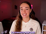 Cute Latina tart watches the porn video she has made herself on the net and masturbates on camera 11