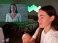 Cute Latina tart watches the porn video she has made herself on the net and masturbates on camera 4