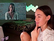Cute Latina tart watches the porn video she has made herself on the net and masturbates on camera 5